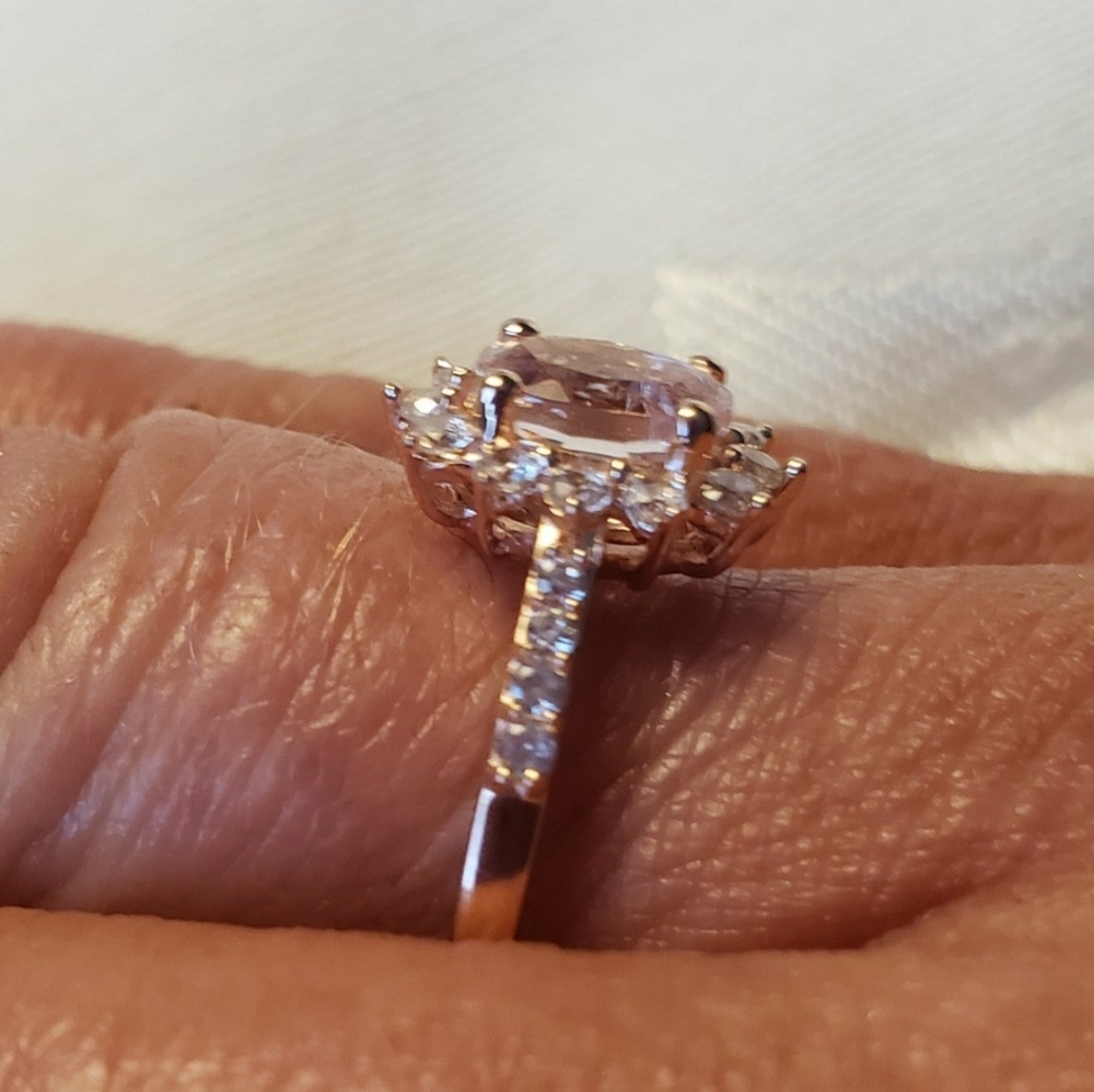 SOLDAuthentic Morganite Ring Rose Gold over stamped 925 Sterling Silver - Picture 8 of 9